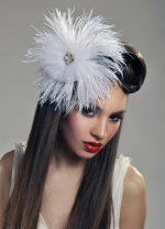 Lori - Wedding Hair Pin with Bridal Ostrich Feather
