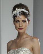 Celinda - Wedding Headband, Briidal Feathers, Swarowski Crystals