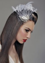 Karina - Crystal Bridal Broach with Feather Wedding Hair Pin